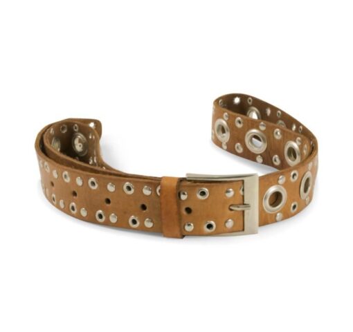 Natural Wonderful Leather Belt With Iron Circles - Image 2