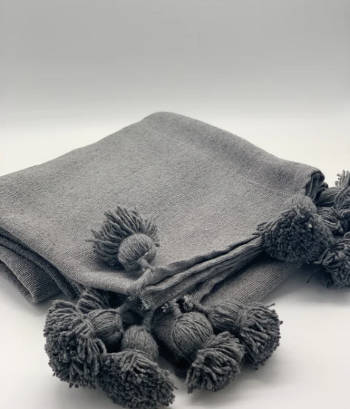 Pom Pom Blanket Ash - Image 2