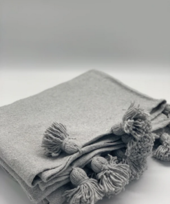 Pom Pom Blanket Smoke