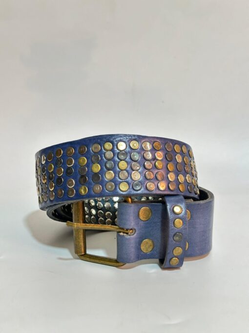 Stylish Blue Belt for Women with Rounded Dots
