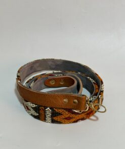 Stylish Moroccan Leather Dog Belt with Rug Design